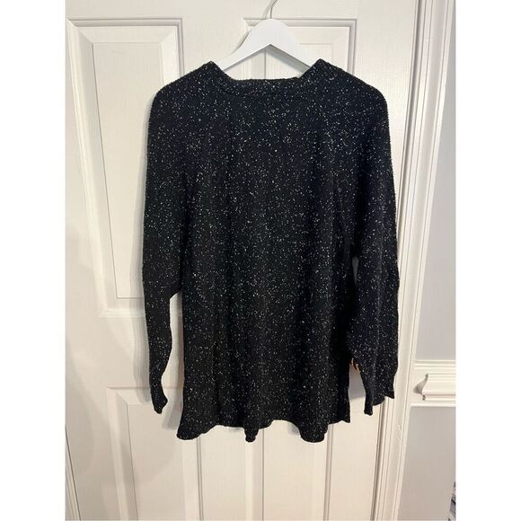 Calvin Klein Black & White Marled Knit Grommet Lace Up Tunic Sweater sz 2X EUC - Picture 5 of 6